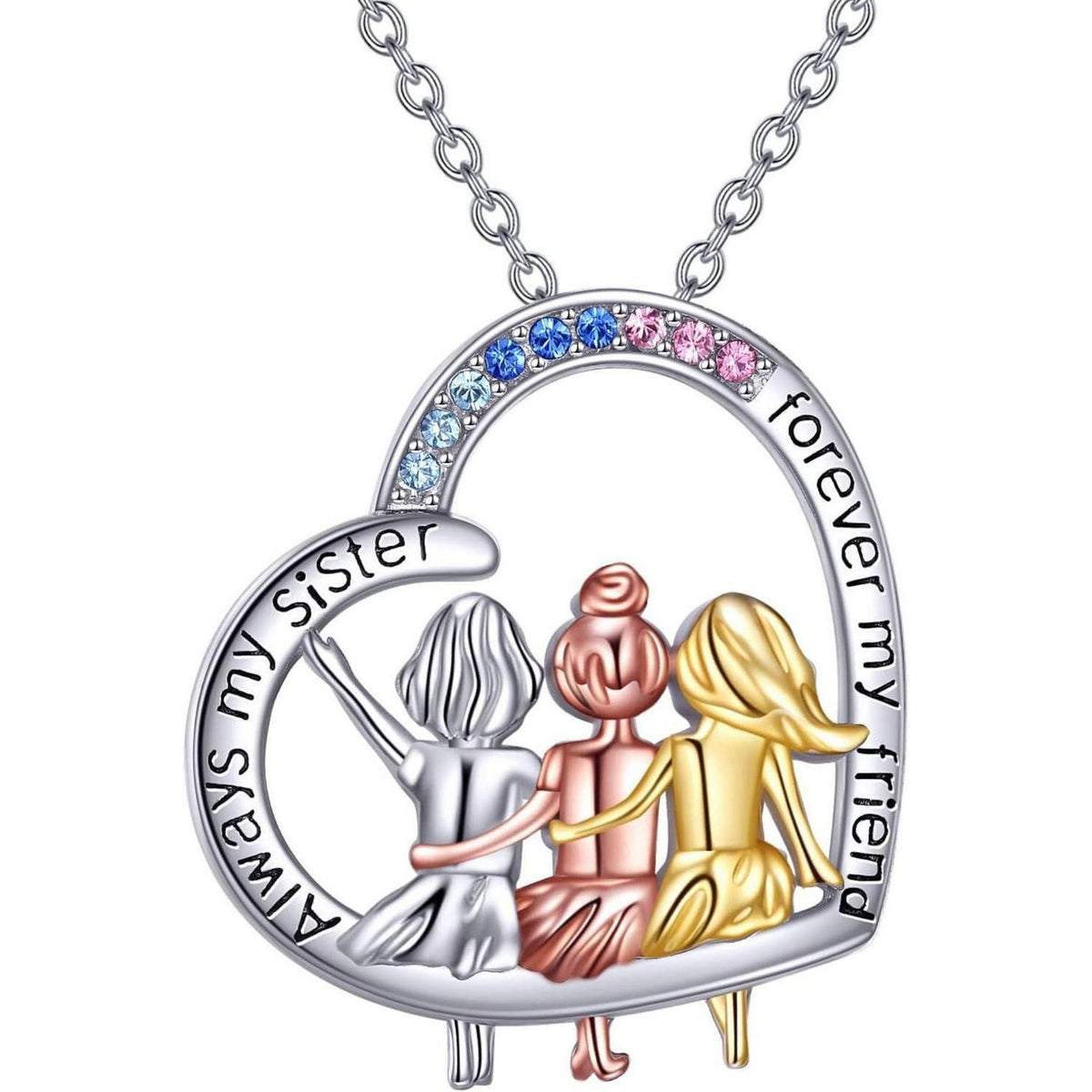 Schwestern Halskette "Immer meine Schwester für immer mein Freund" 925 Silber