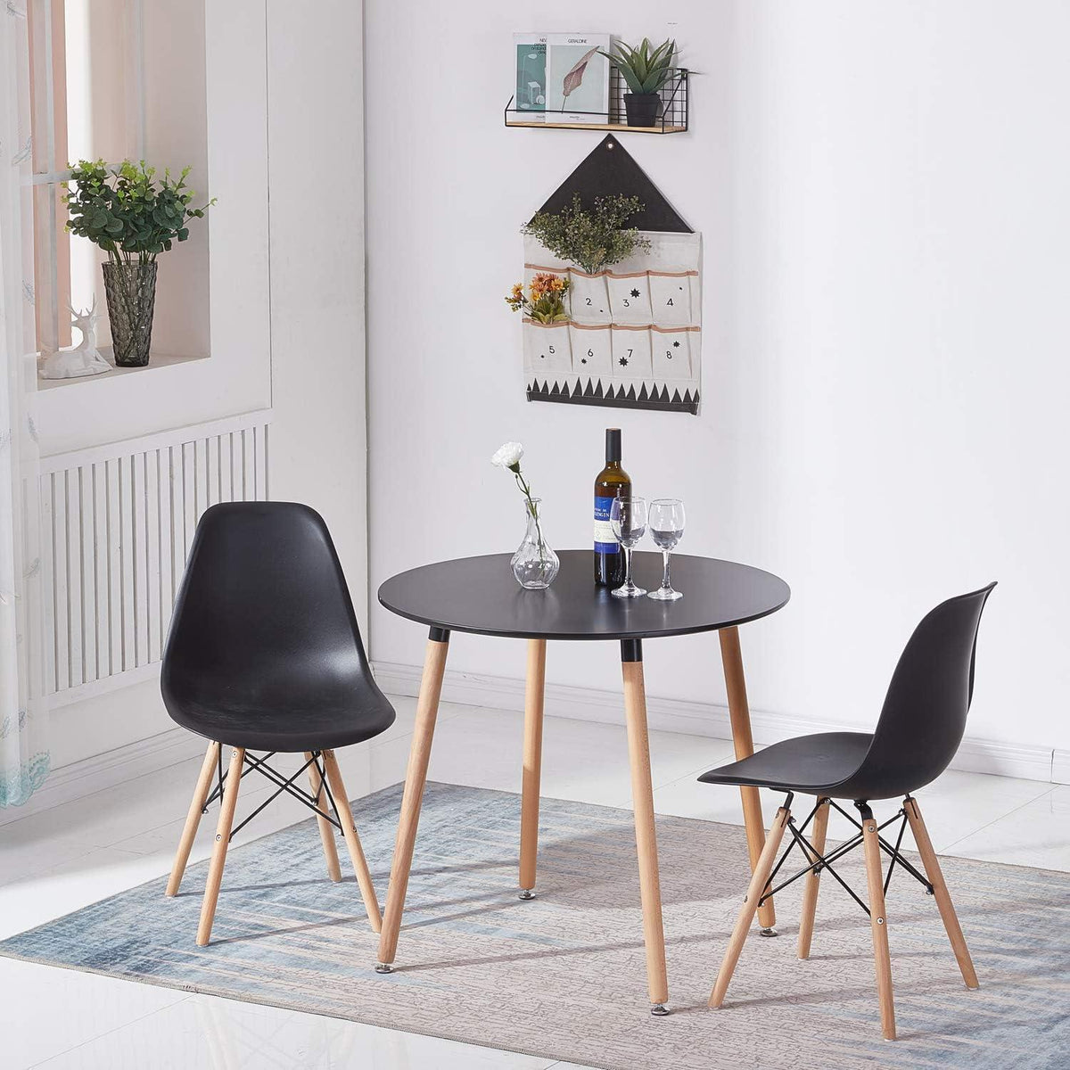 Moderner Rund Esstisch | Küchentisch 80x80cm Schwarz MDF