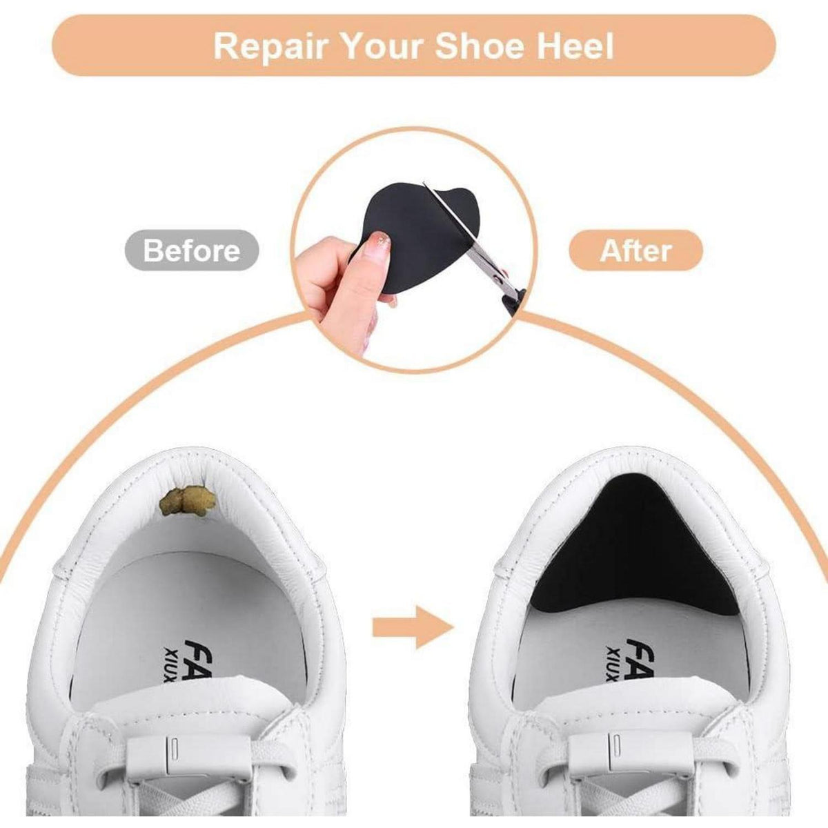 Sneaker Fersen Reparatur Patches, 8 Paar, Schwarz, Weiß, Kaffee, Dunkelgelb