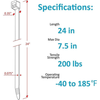 600mm Kabelbinder Schwarz – 50 Stück, Stark & UV-Beständig