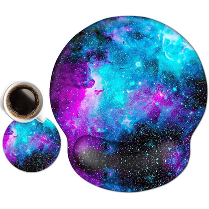 Ergonomisches Mauspad mit Handauflage & Gelkissen (Blaue Galaxie)