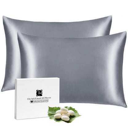 Seidenkissenbezug-Set 2er-Pack, Fliedergrau, 50x66cm