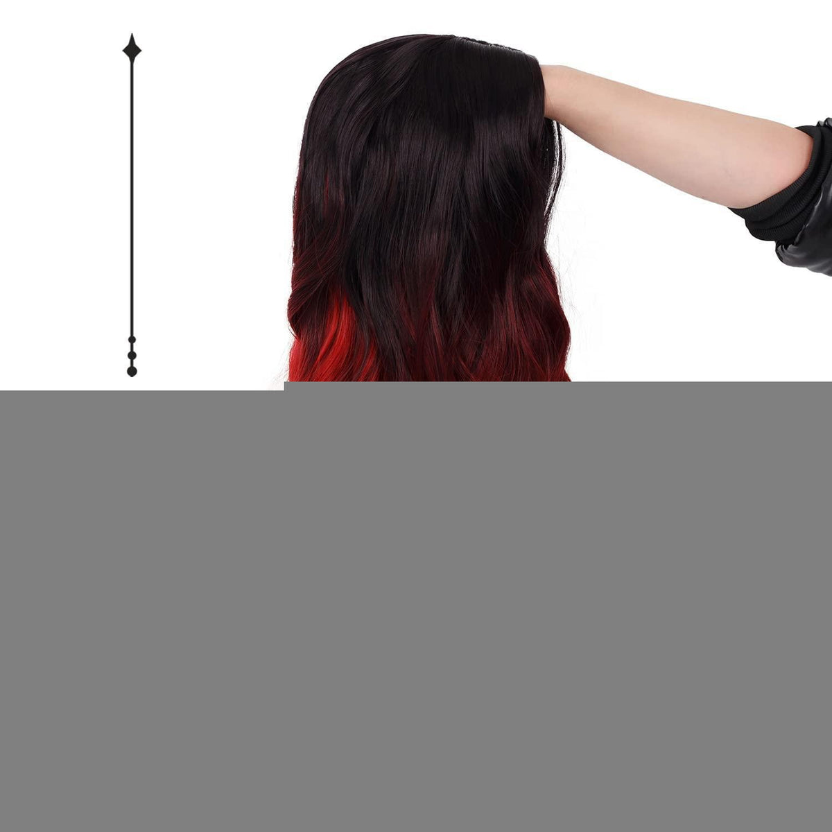 Lange gewellte Ombré Perücke Schwarz Rot Damen Perücke