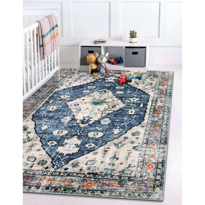 Boho Teppich 90x150cm Waschbar – Weicher Kurzflor für Wohnzimmer