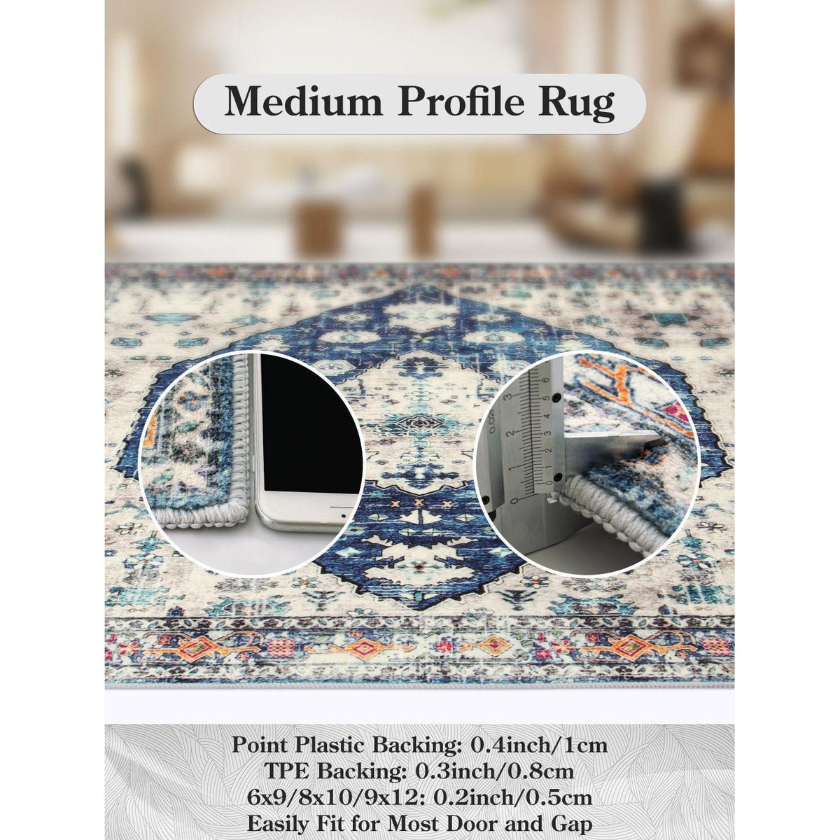 Boho Teppich 90x150cm Waschbar – Weicher Kurzflor für Wohnzimmer