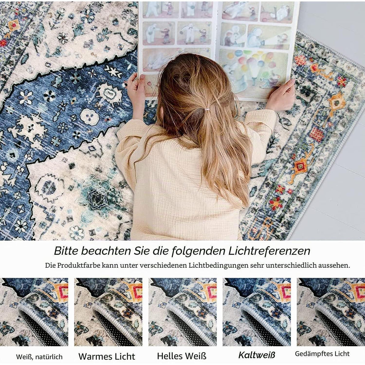 Boho Teppich 90x150cm Waschbar – Weicher Kurzflor für Wohnzimmer