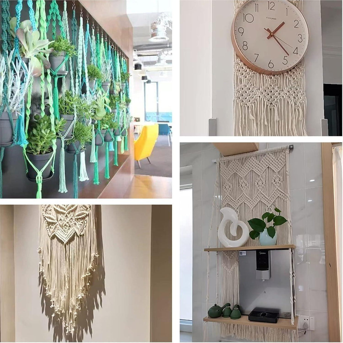 Makramee Set 3mm x 60m mit Zubehör – DIY Bastelset für Wandbehang