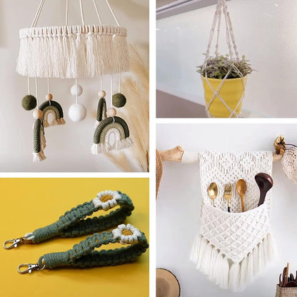 Makramee Set 3mm x 60m mit Zubehör – DIY Bastelset für Wandbehang