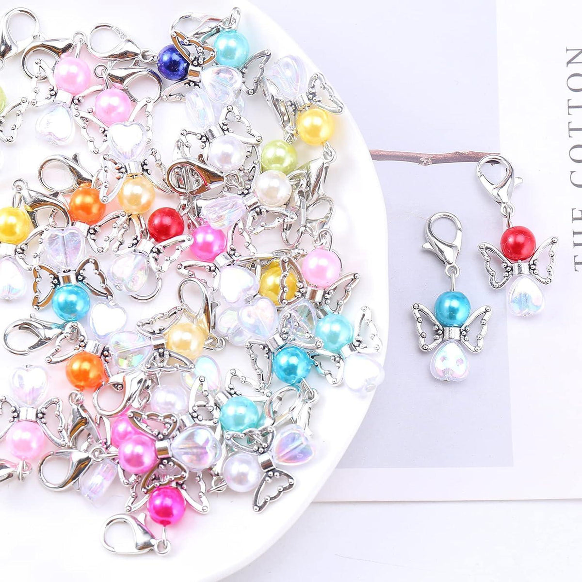 30x Schutzengel Schlüsselanhänger für DIY Schmuck & Geschenke