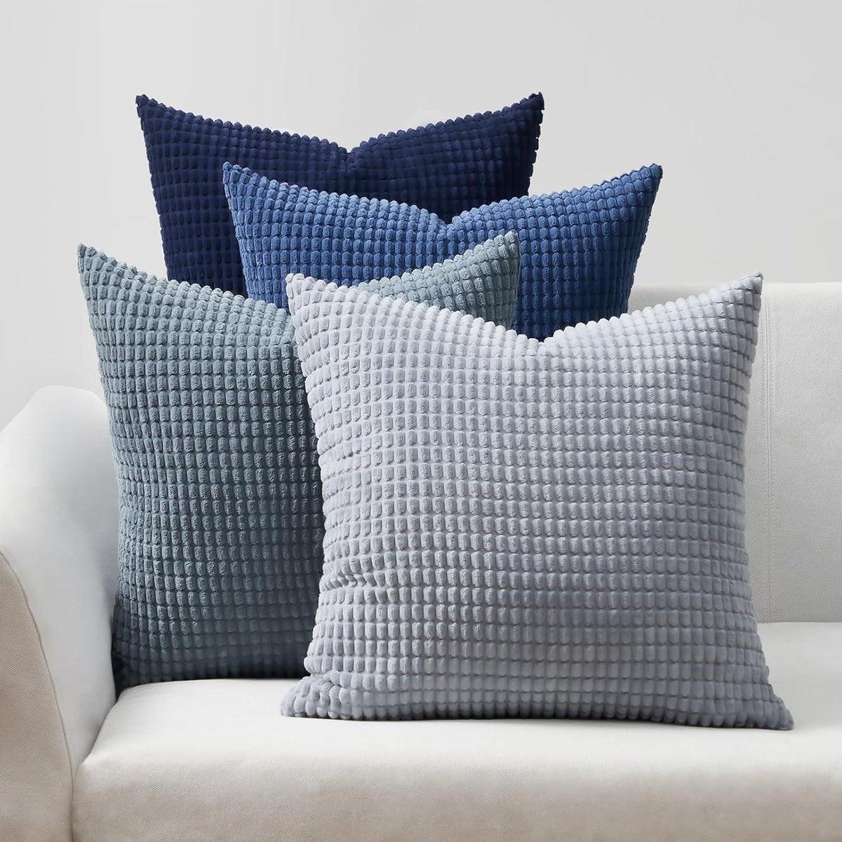 Kissenbezug 40x40 Blau 4er Set Cord Farbverlauf Kissenhüllen