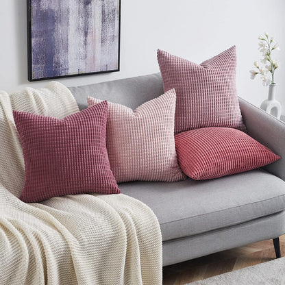 Kissenbezug Deko 4er Set 50x50 Rosa Cord Farbverlauf Sofa Wohnzimmer