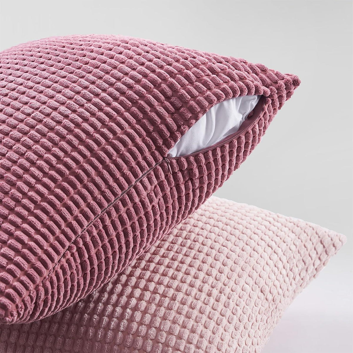 Topfinel Kissenbezug 50x50 Rosa 4er Set Kordsamt Dekokissenhüllen