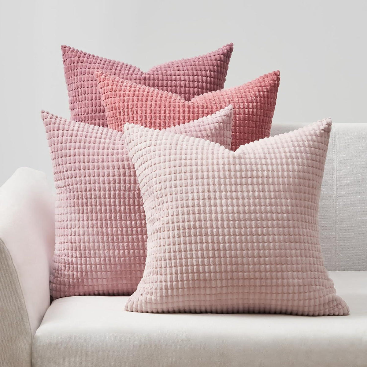 Kissenbezug 40x40 Rosa 4er Set Cord Farbverlauf Kissenhülle Sofa