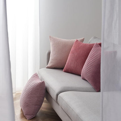 Kissenbezug 40x40 Rosa Set mit Farbverlauf Cord Kissenhülle 4er Pack