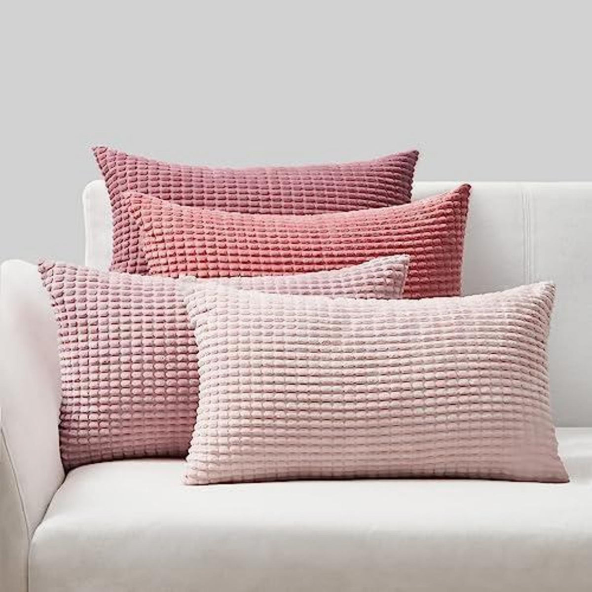 Kissenbezug 4er Set Rosa Cord Körnig 30x50 cm Farbverlauf