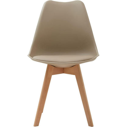 6 Esszimmerstühle Skandinavisch, Khaki & Holz in Lederoptik