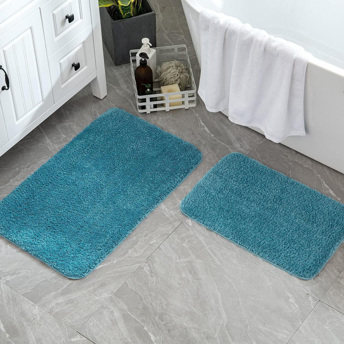 Badematte rutschfest Türkis 70x120 cm - Mikrofaser Fußmatte
