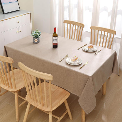 Abwaschbare Leinentischdecke mit Lotuseffekt, Hellbraun, 140x200 cm