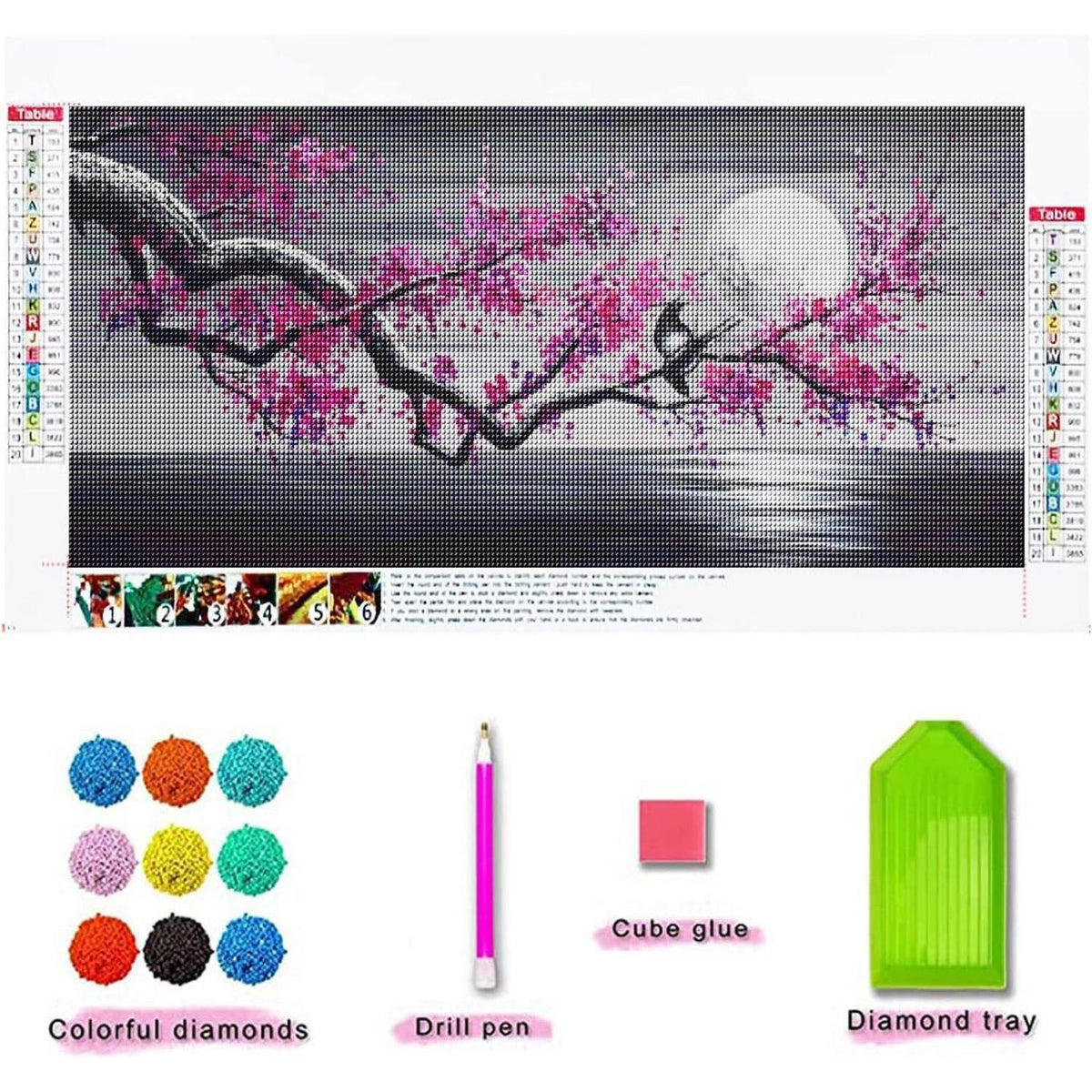 Diamant Painting XXL Lila Blume - Vollbild DIY Set 180x70cm