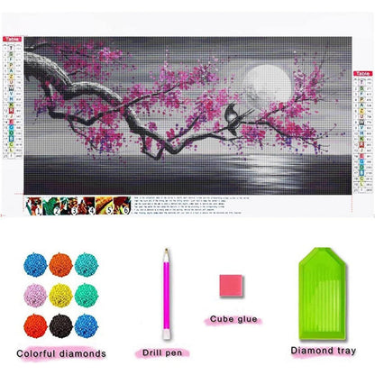 Diamant Painting XXL Lila Blume - Vollbild DIY Set 180x70cm