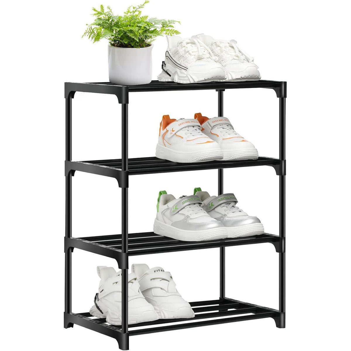 Schuhregal 4 Etagen – Kleiner Schuh Organizer für Flur & Bad