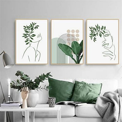 Boho Poster Set 3er-Set Grünpflanzen Wandbilder Modern