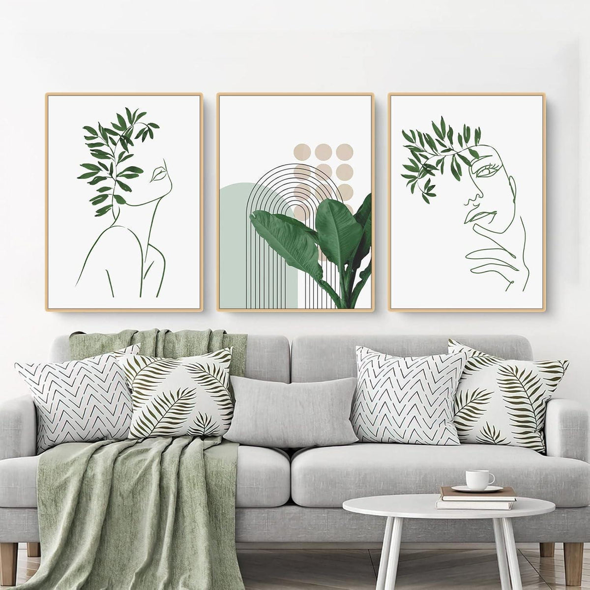 Boho Poster Set 3er-Set Grünpflanzen Wandbilder Modern