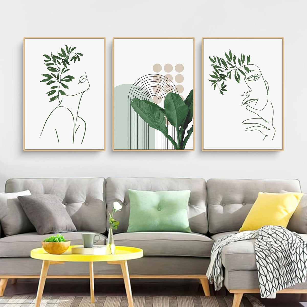 Boho Poster Set 3er-Set Grünpflanzen Wandbilder Modern