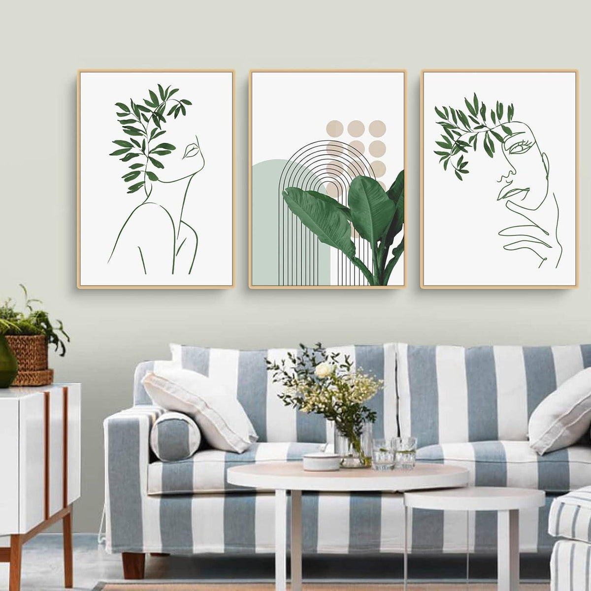 Boho Poster Set 3er-Set Grünpflanzen Wandbilder Modern