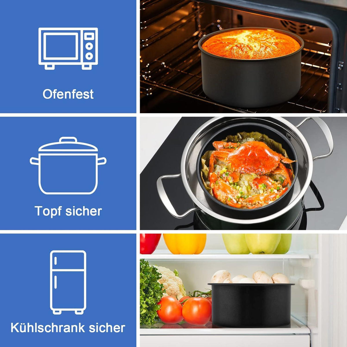 Homikit 3er Set Runde Kuchenform Edelstahl 16cm Antihaftbeschichtet