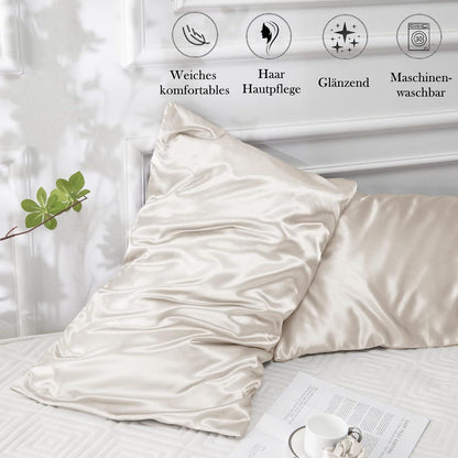 Satin Kissenbezug 2er Set 50x70 Beige Haarpflege Hautpflege