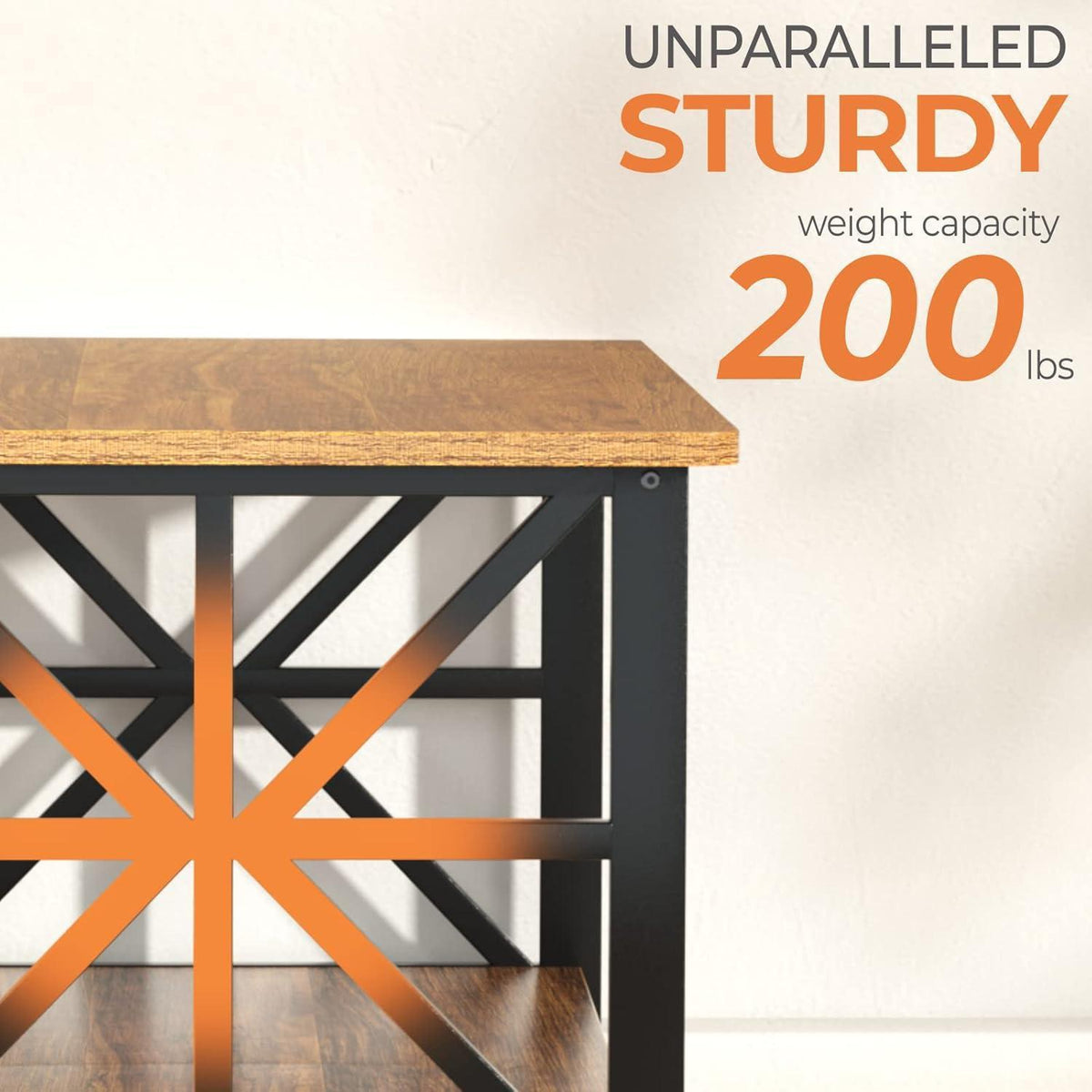 Couchtisch mit Stauraum, 100cm, Holz & Metall, Braun