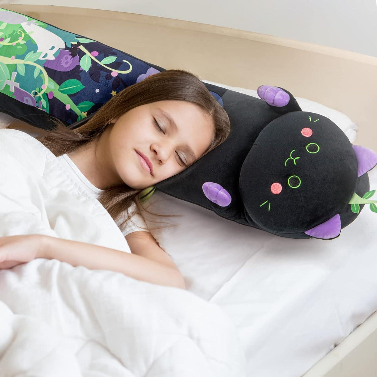 50cm Minzkatze Kuscheltier – Kawaii Plüschkissen Schwarz