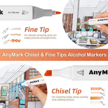 Alkohol Marker Set 60 Farben - Twin Tip Stifte zum Zeichnen & Ausmalen