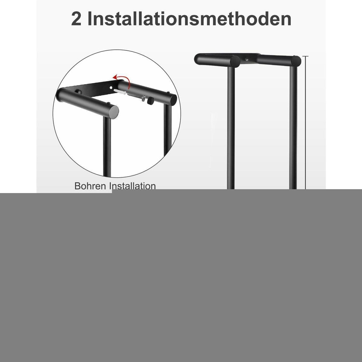 Handtuchhalter Edelstahl Schwarz 75cm ohne Bohren