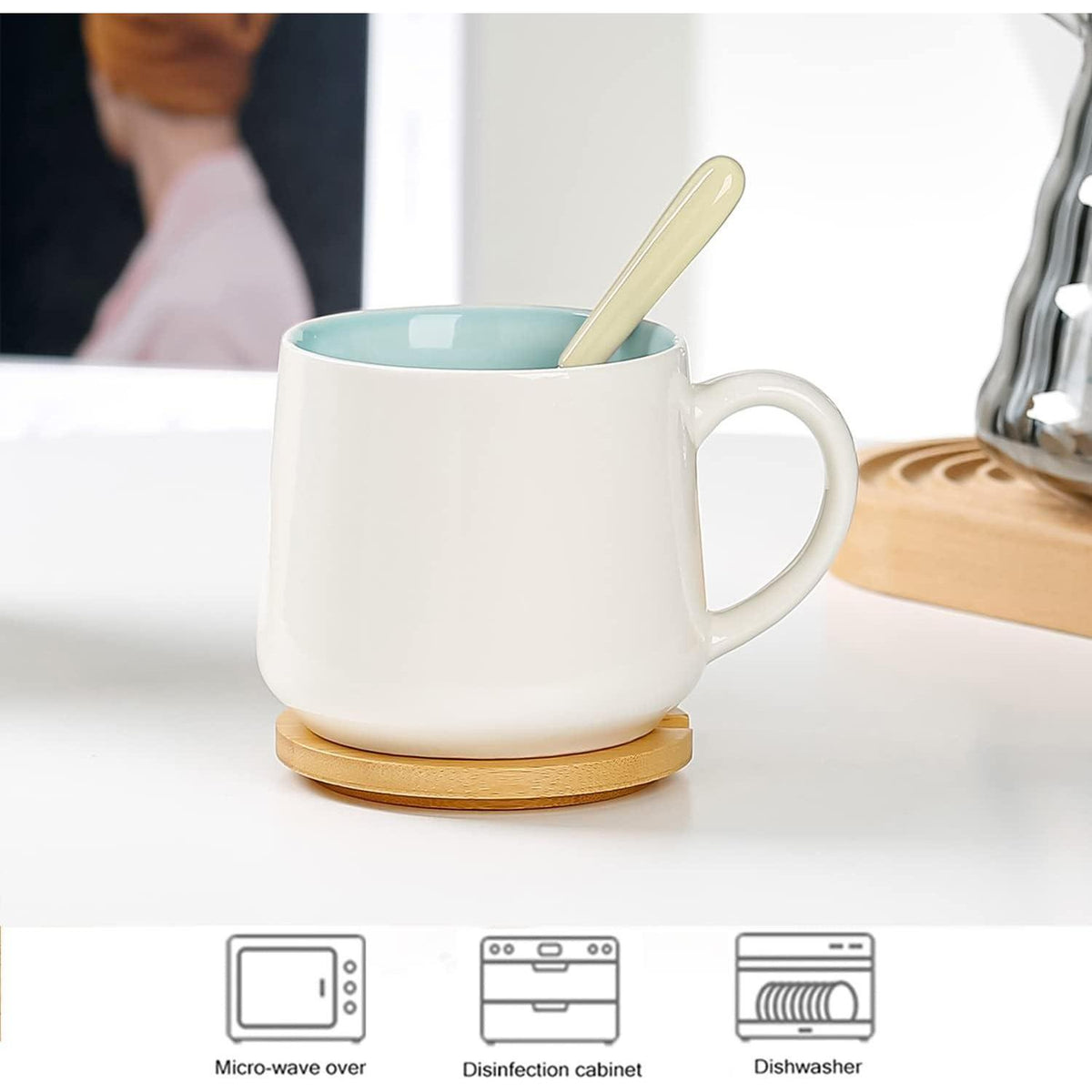 Keramiktasse Esel mit Deckel & Löffel – Süße Kaffeetasse Geschenk