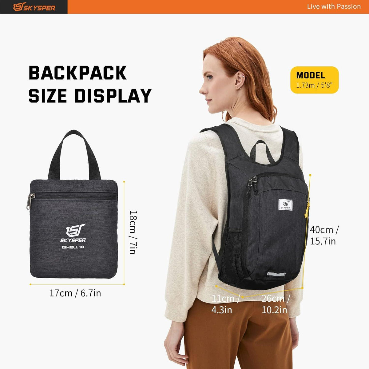 Ultraleichter 10L Faltbarer Wasserfester Daypack für Wandern und