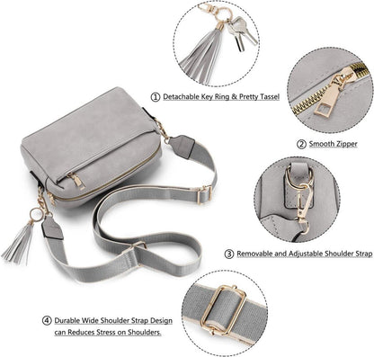 Roulens Damen Umhängetasche Veganem Leder Crossbody Schultertasche