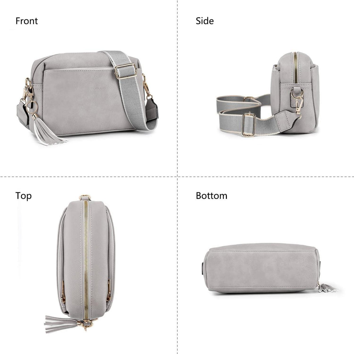 Damen Umhängetasche Veganem Leder Abendtasche mit 3
