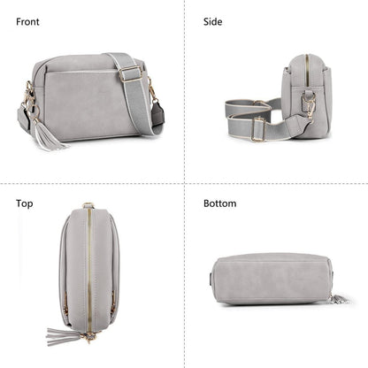 Damen Umhängetasche Veganem Leder Abendtasche mit 3
