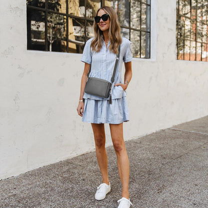 Damen Vegan Leder Umhängetasche mit drei