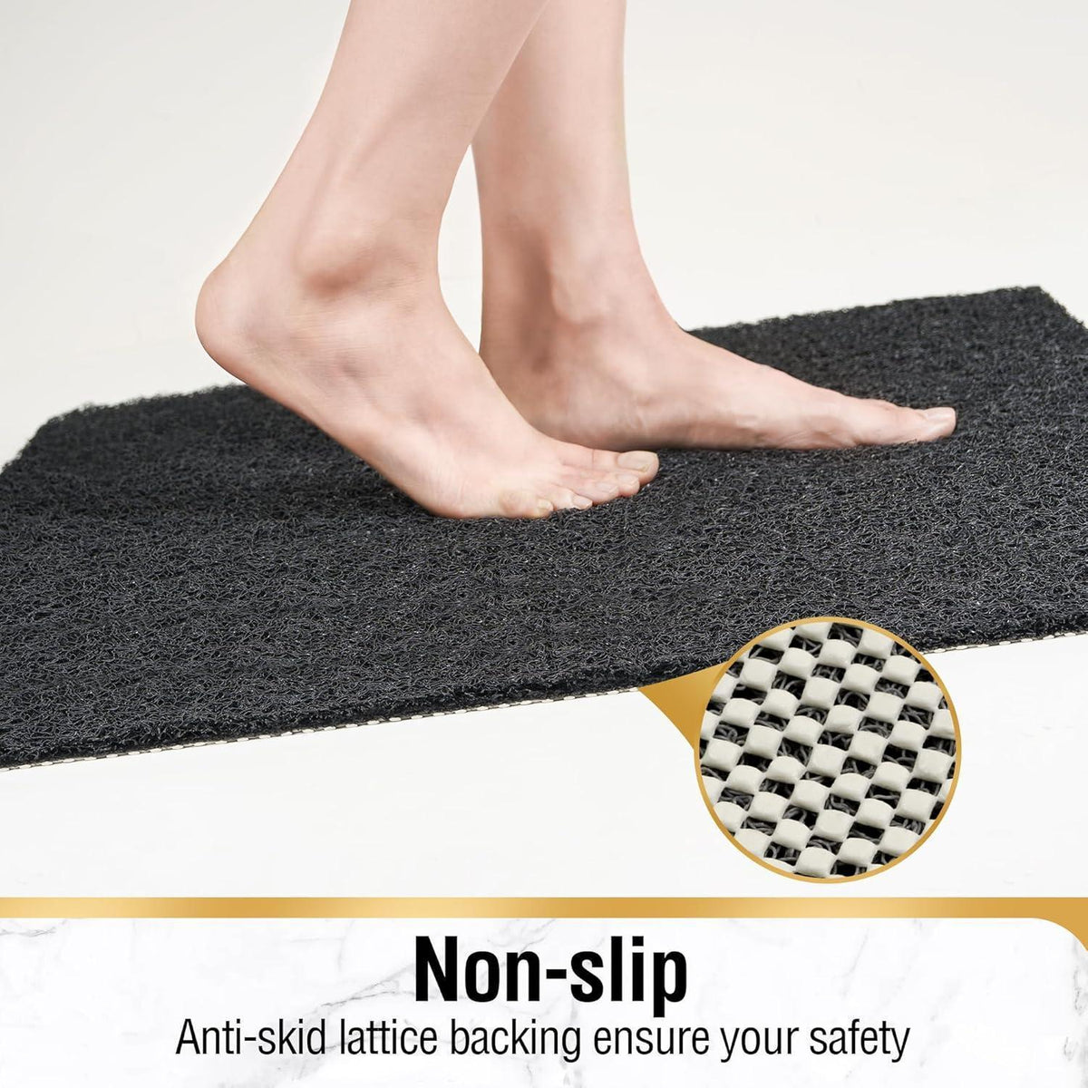 Rutschfeste Duschmatte 60x60cm mit Luffa-Oberfläche, zuschneidbar