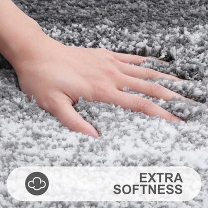 Weicher Hochflor Badteppich 51x76 cm Grau, rutschfest & saugfähig
