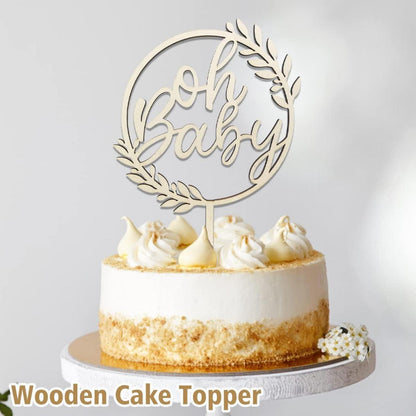 Oh Baby Cake Topper Holz für Babyparty Gender Reveal Party