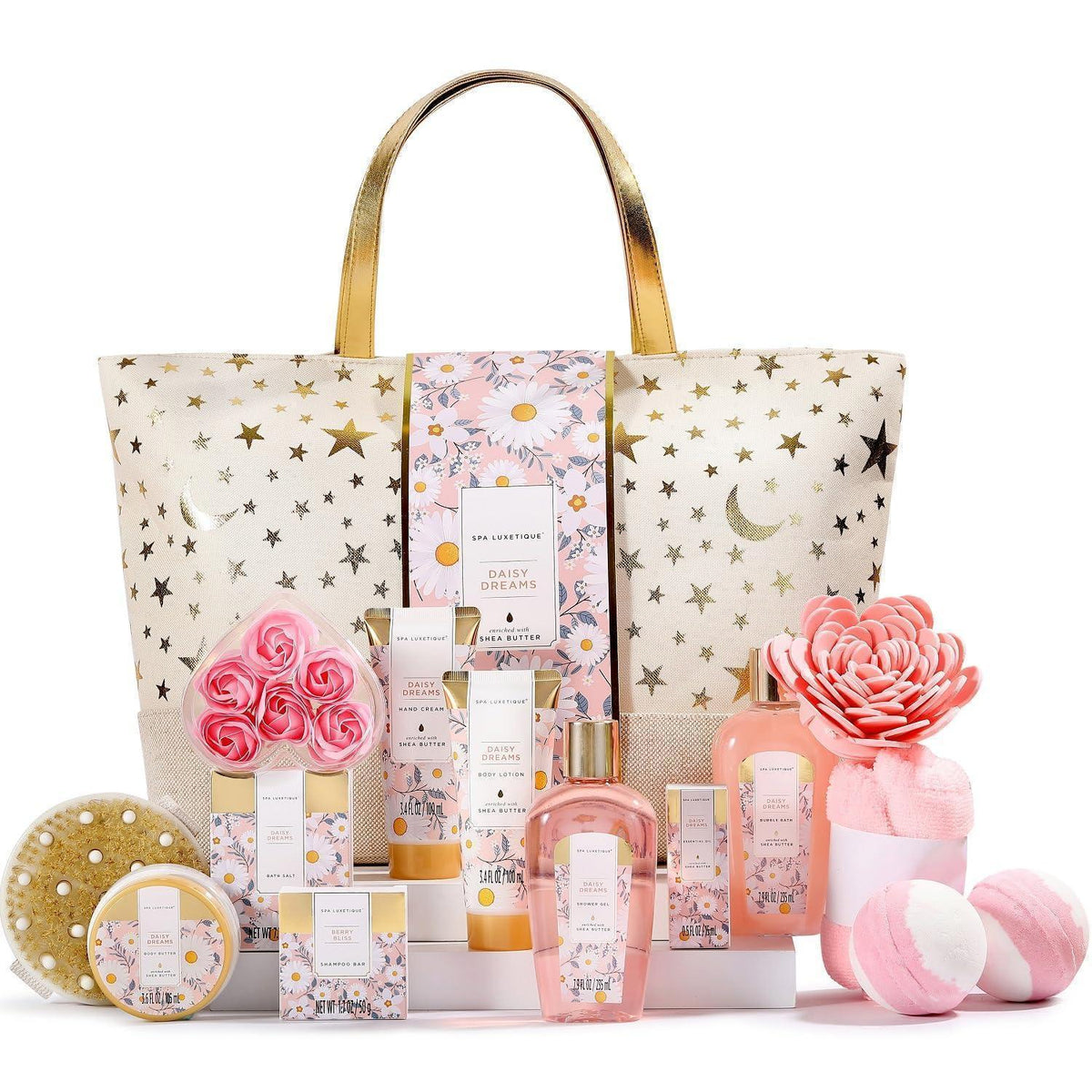 15-teiliges Spa Luxetique Beauty Set mit Handtasche, Gänseblümchen Duft
