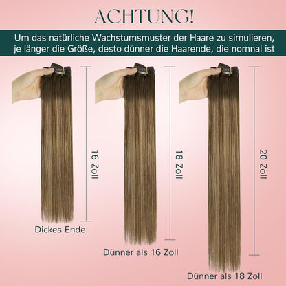 Echthaar Clip-In Haarverlängerung Braun Blond Balayage Ombre
