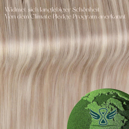Clip-in Haarverlängerung Echthaar Aschblond Mix Gelb Blond 40cm