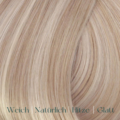 Blond Clip-in Haarverlängerung Echthaar Aschblond Highlighted
