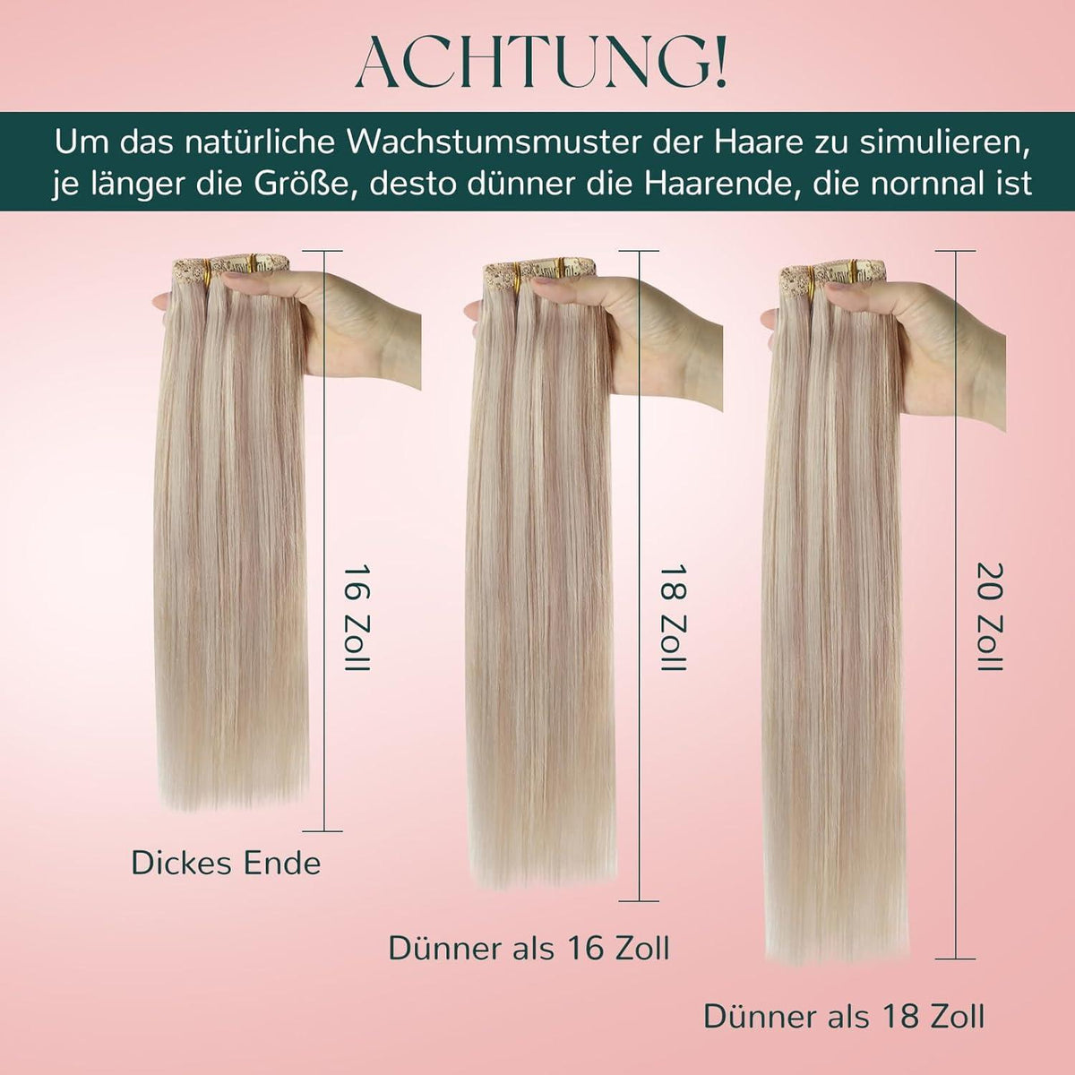 Blond Clip-in Haarverlängerung Echthaar Aschblond Highlighted