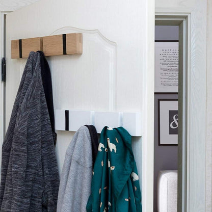 YunNasi Holz Hakenleiste Wand Klappbar 5 Haken weiß 4 Haken-2xStück